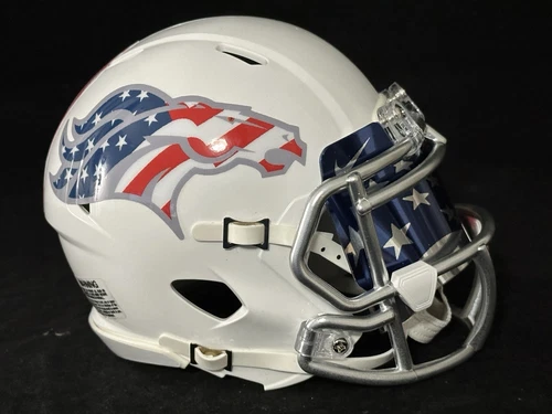 Denver Broncos Red White And Blue Flag Mini Helmet American Flag