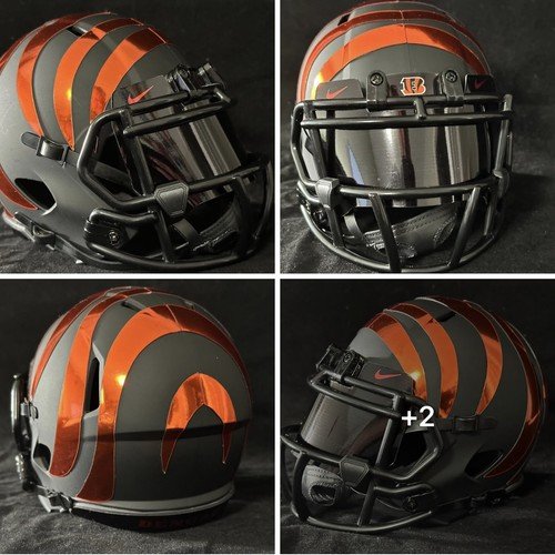 Cincinnati Bengals matte blackout with chrome orange stripes and visor!