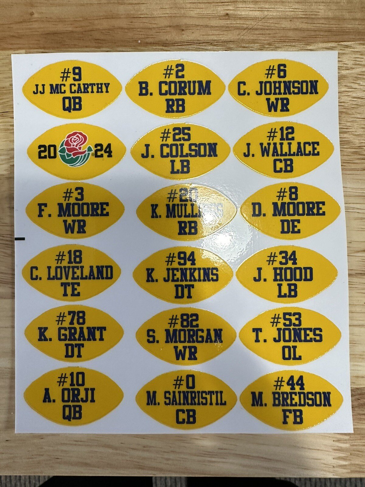 Michigan Wolverines Championship Award Decals For Full Sized Helmets (1.5” )