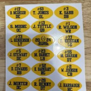 Michigan Wolverines Championship Award Decals For Full Sized Helmets (1.5” )