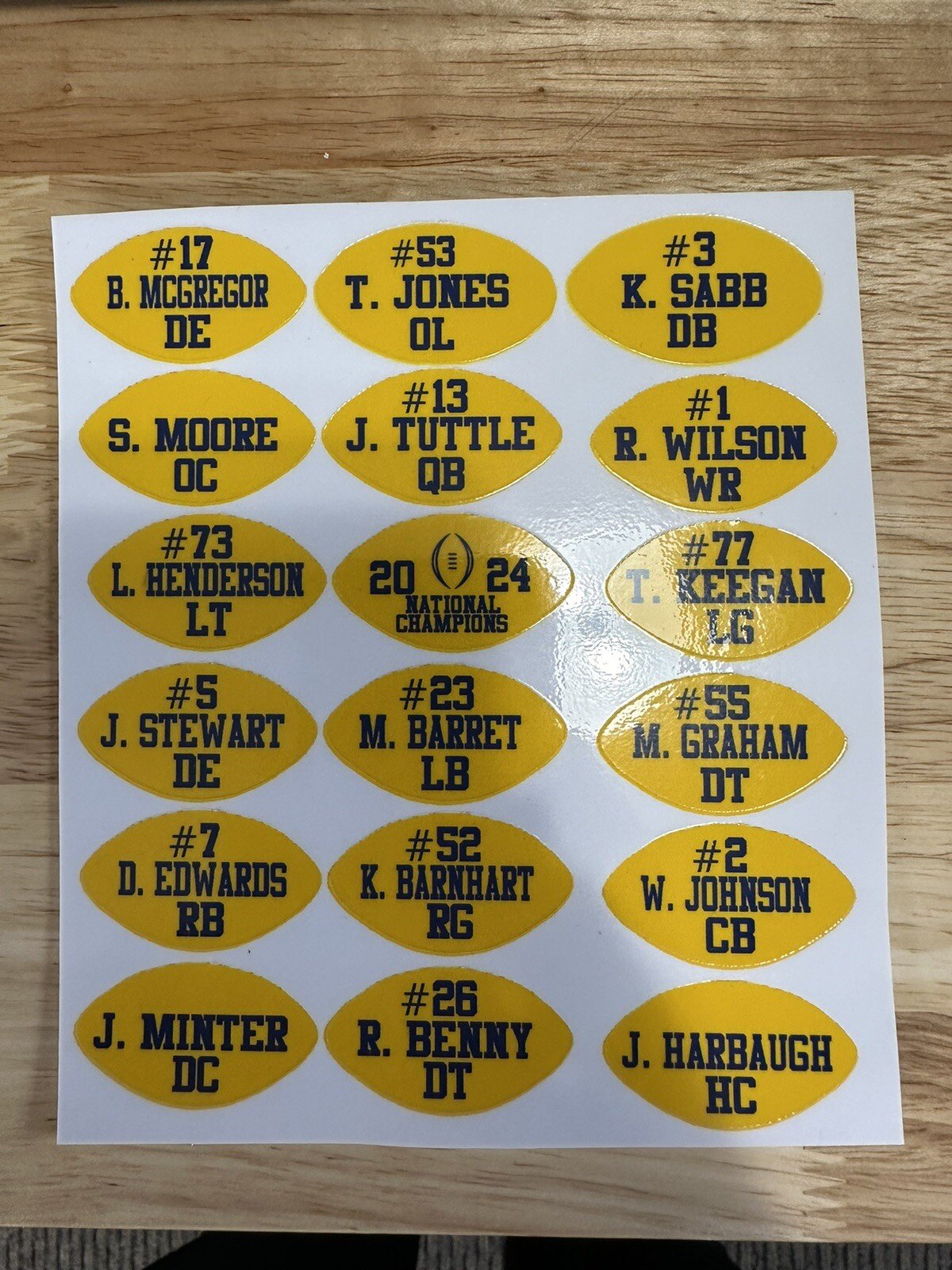 Michigan Wolverines Championship Award Decals For Full Sized Helmets (1.5” )