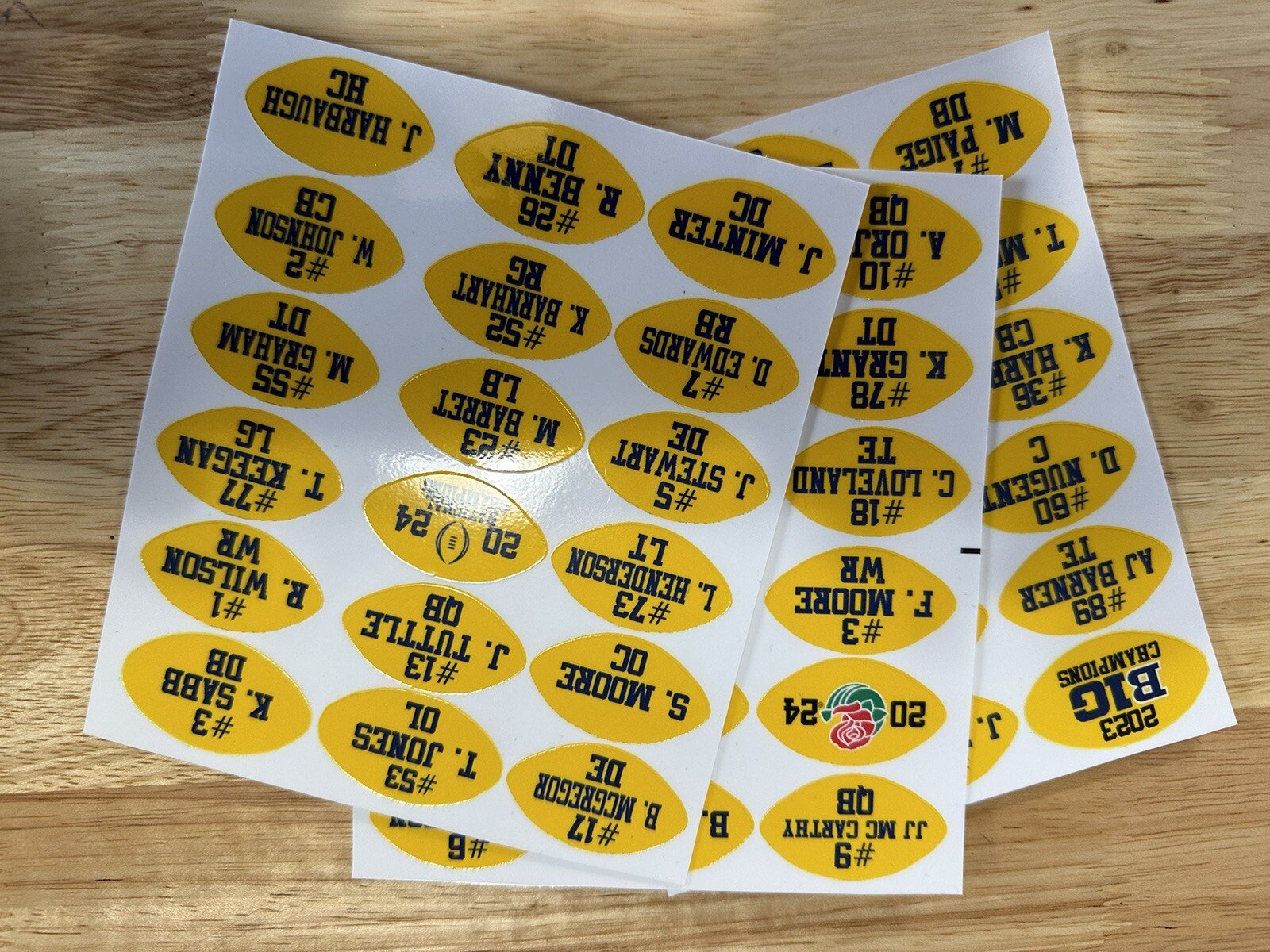 Michigan Wolverines Championship Award Decals For Full Sized Helmets (1.5” )