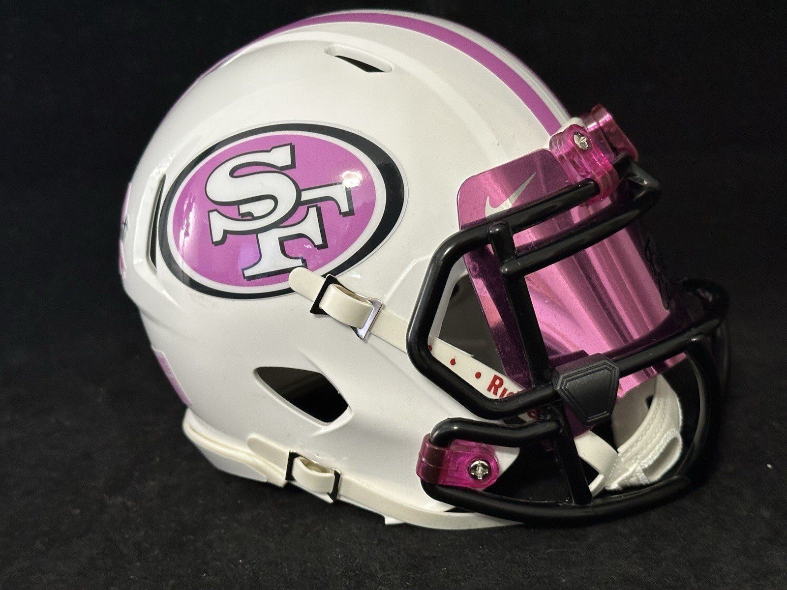 San Francisco 49ers Breast Cancer Awareness Mini Helmet.