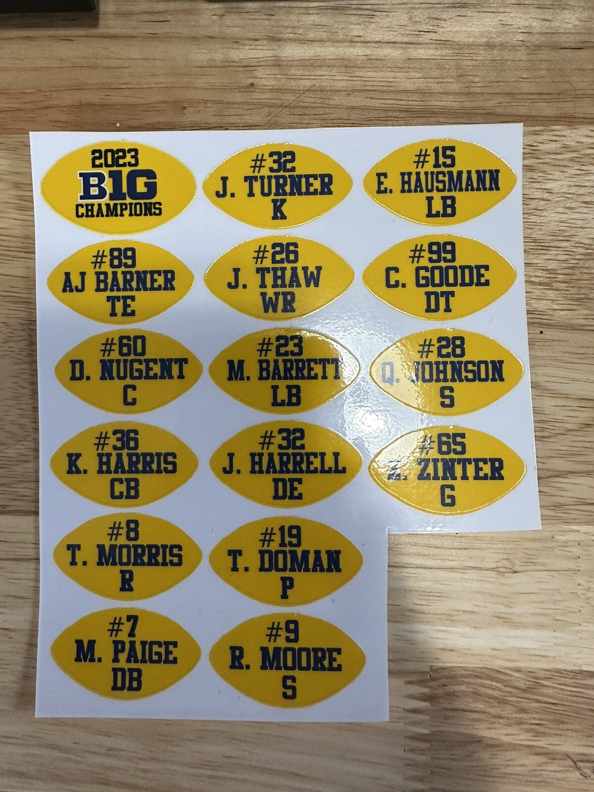 Michigan Wolverines Championship Award Decals For Full Sized Helmets (1.5” )