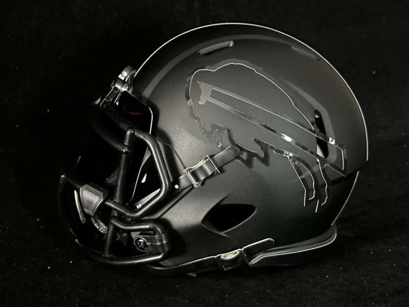 Bills Blackout Mini Helmet with hollow logos! Includes blacked out visor!