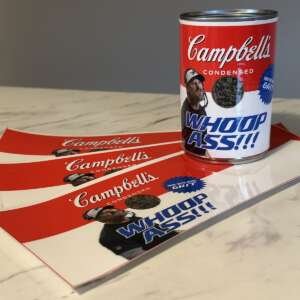 3 Collectable Novelty Vinyl Soup Labels Dan Campbell, Detroit Lions, Gift Idea
