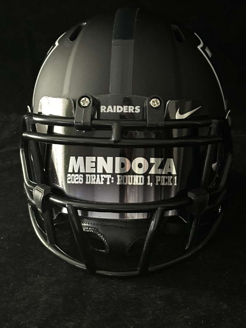 Fernando Mendoza Raiders Mini Helmet!