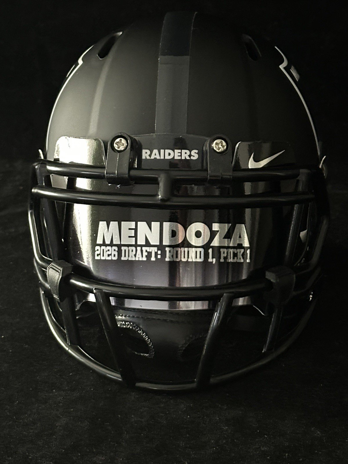 Fernando Mendoza Raiders Mini Helmet!