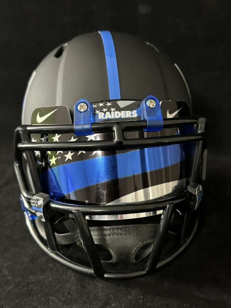 Las Vegas Raiders Back The Blue Mini Football Helmet🔥🔥🔥