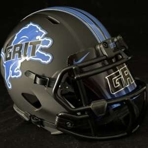 Detroit Lions GRIT Mini Helmet Matte Black With Reflective Visor