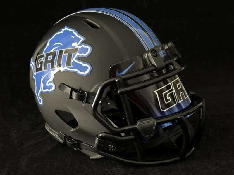 Detroit Lions GRIT Mini Helmet Matte Black With Reflective Visor