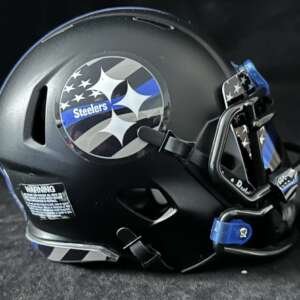 Pittsburgh Steelers Back The Blue Mini Football Helmet.