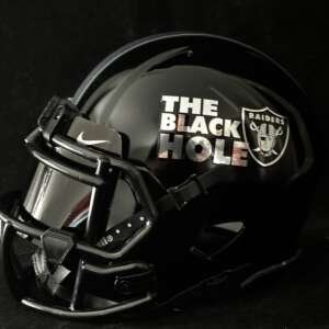 Las Vegas Raiders Black Hole Mini Helmet Glossy Black N Chrome!