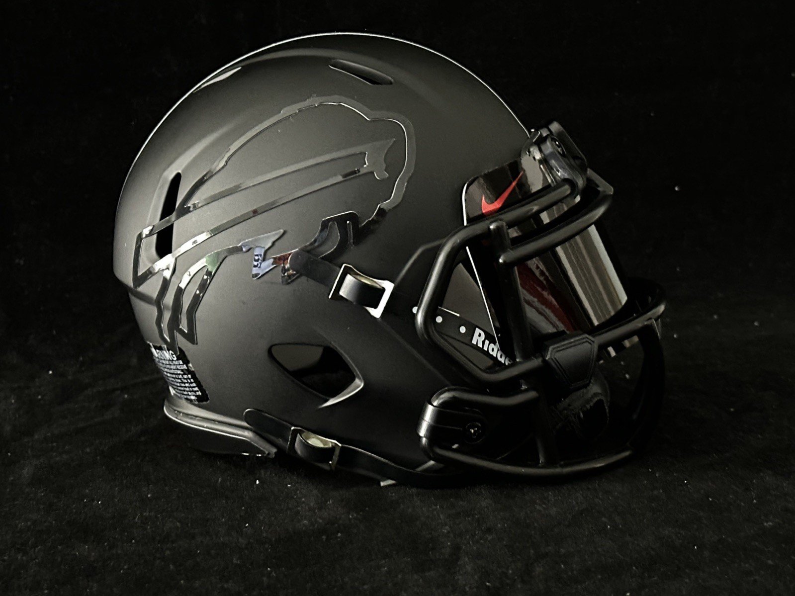 Bills Blackout Mini Helmet with hollow logos! Includes blacked out visor!