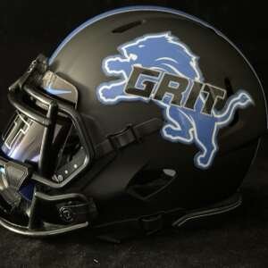 Detroit Lions GRIT Mini Helmet Matte Black With Reflective Visor