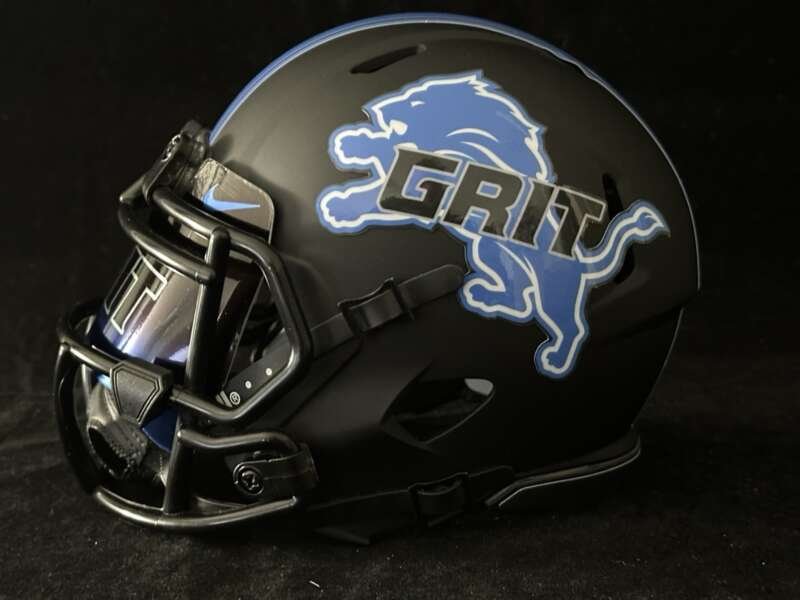 Detroit Lions GRIT Mini Helmet Matte Black With Reflective Visor