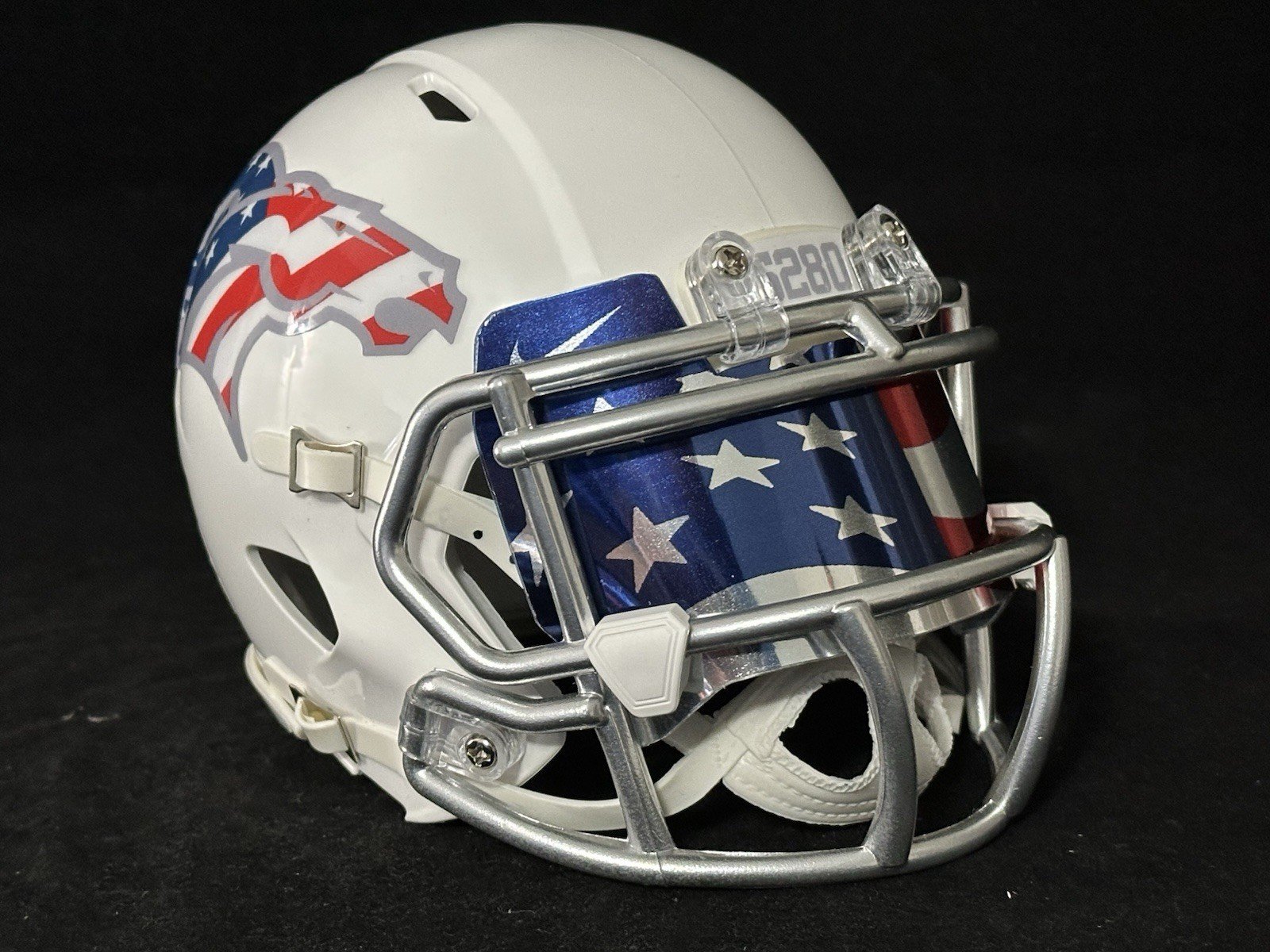 Denver Broncos Red White And Blue Flag Mini Helmet American Flag