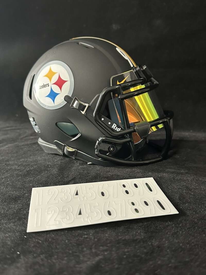 Pittsburgh Steelers Matte Blackout Mini Helmet With Numbers Kit🔥🔥🔥