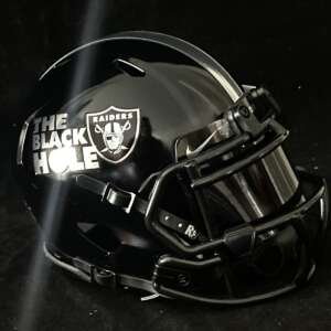 Las Vegas Raiders Black Hole Mini Helmet Glossy Black N Chrome!