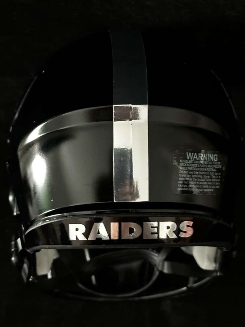 Las Vegas Raiders Black Hole Mini Helmet Glossy Black N Chrome!
