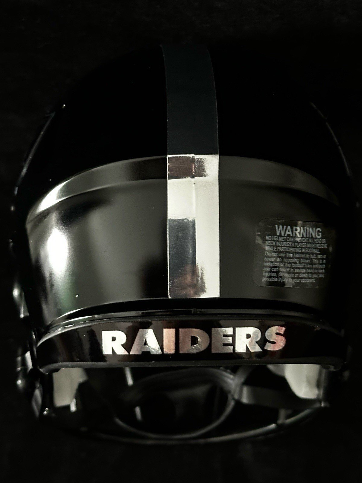 Las Vegas Raiders Black Hole Mini Helmet Glossy Black N Chrome!