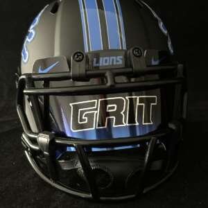 Detroit Lions GRIT Mini Helmet Matte Black With Reflective Visor