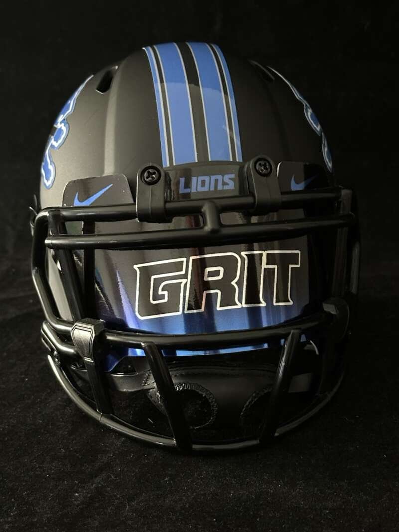 Detroit Lions GRIT Mini Helmet Matte Black With Reflective Visor