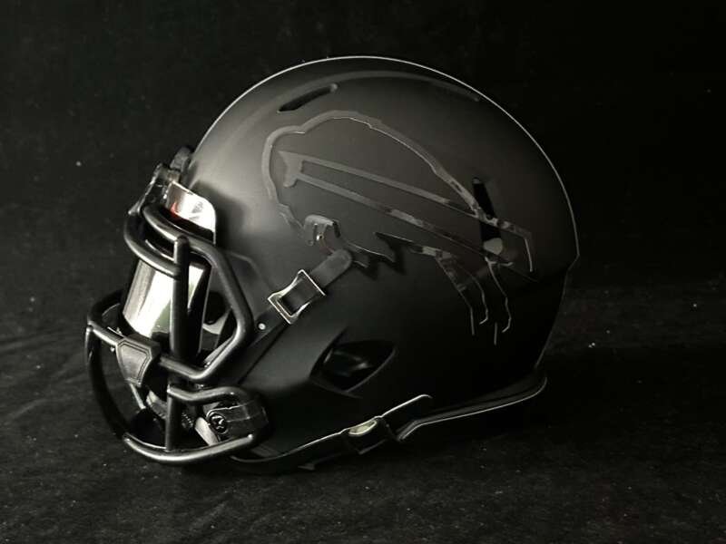 Bills Blackout Mini Helmet with hollow logos! Includes blacked out visor!