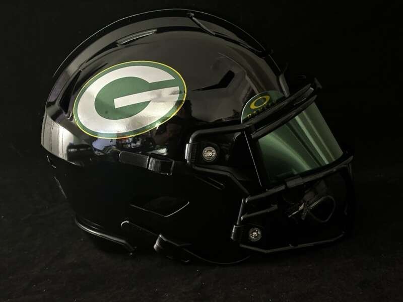 Packers Midi Speedflex Blackout With Chrome Decals And Oakley Visor!