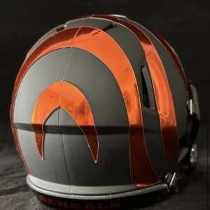 Cincinnati Bengals matte blackout with chrome orange stripes and visor!