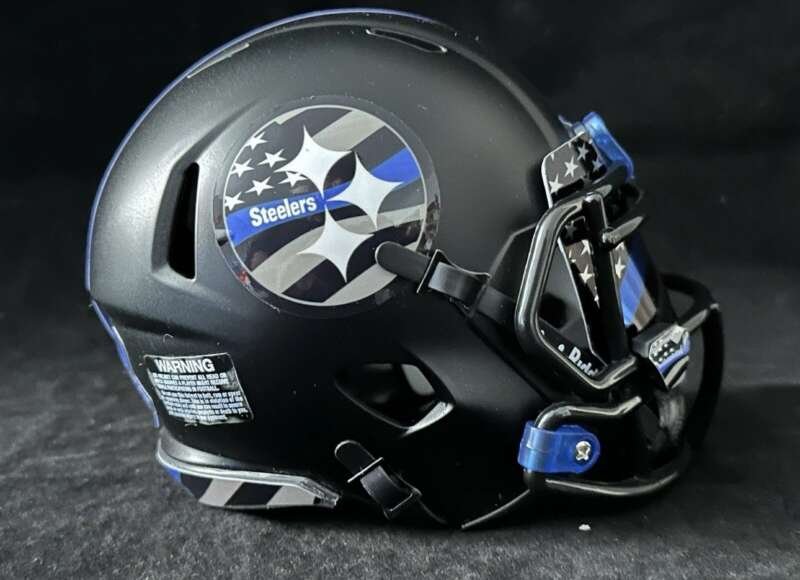 Pittsburgh Steelers Back The Blue Mini Football Helmet.