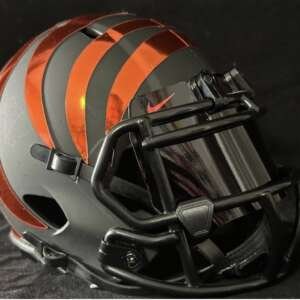 Cincinnati Bengals matte blackout with chrome orange stripes and visor!