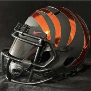 Cincinnati Bengals matte blackout with chrome orange stripes and visor!
