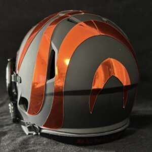 Cincinnati Bengals matte blackout with chrome orange stripes and visor!