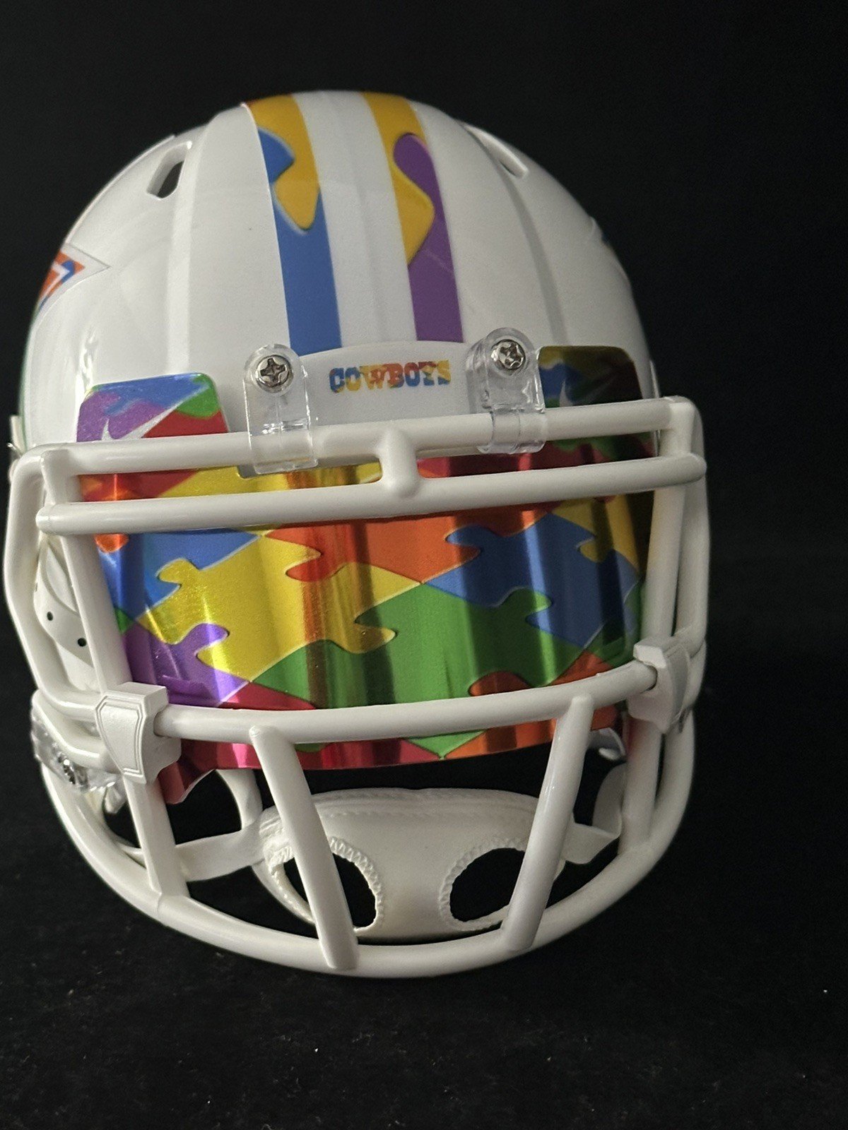 Dallas Cowboys Autism Awareness Mini Helmet With Visor.