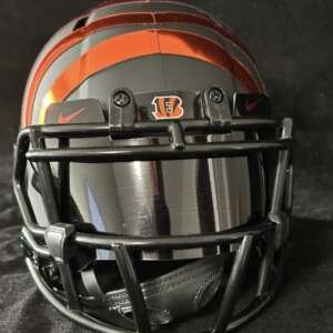 Cincinnati Bengals matte blackout with chrome orange stripes and visor!