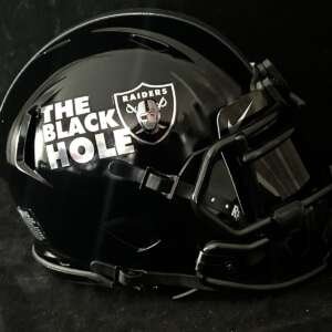Las Vegas Raiders Black Hole Mini Helmet Glossy Black N Chrome!