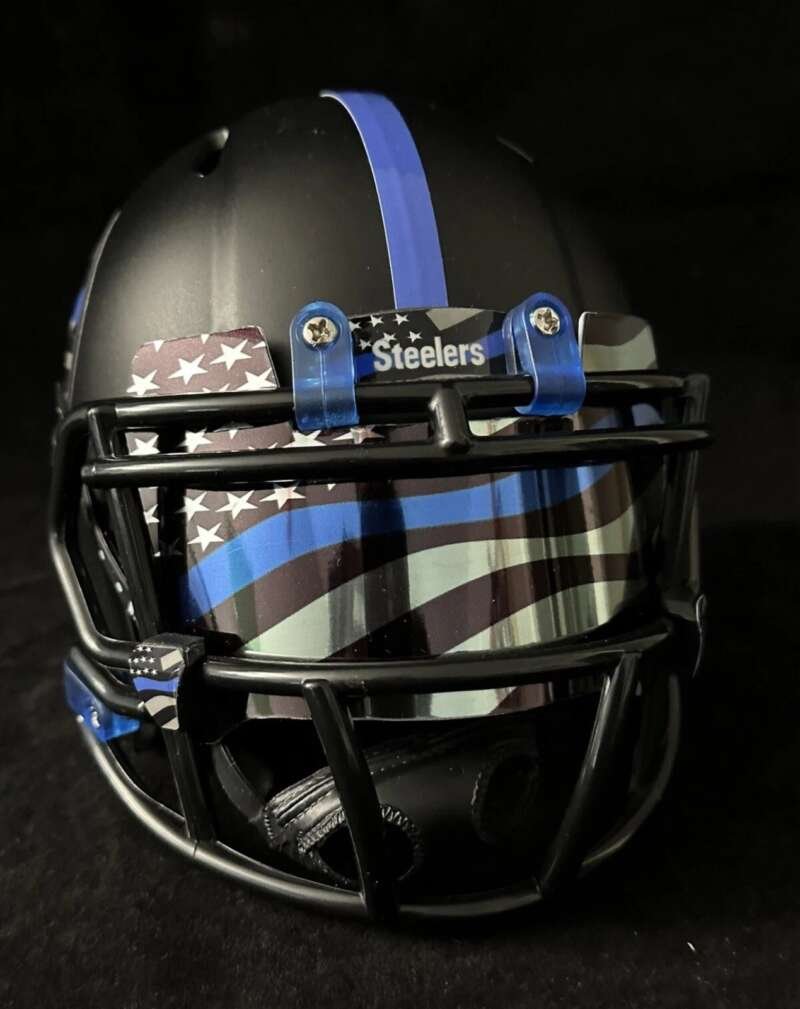 Pittsburgh Steelers Back The Blue Mini Football Helmet.