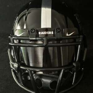 Las Vegas Raiders Black Hole Mini Helmet Glossy Black N Chrome!