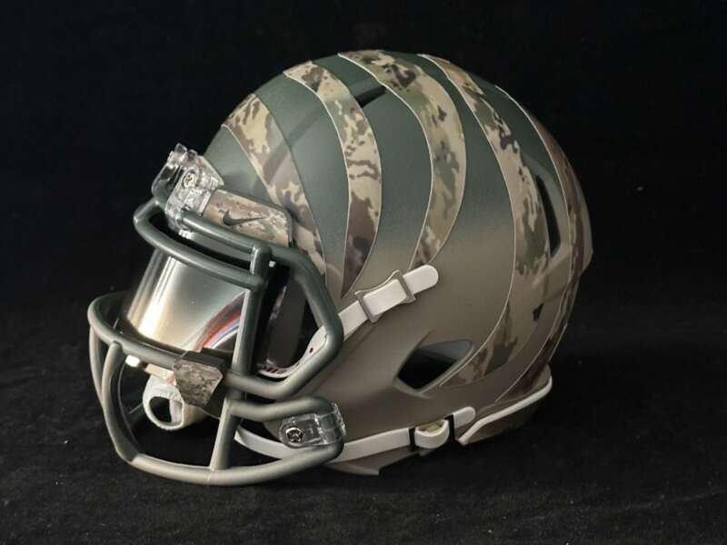Cincinnati Bengals two tone painted Salute to Service Mini Helmet