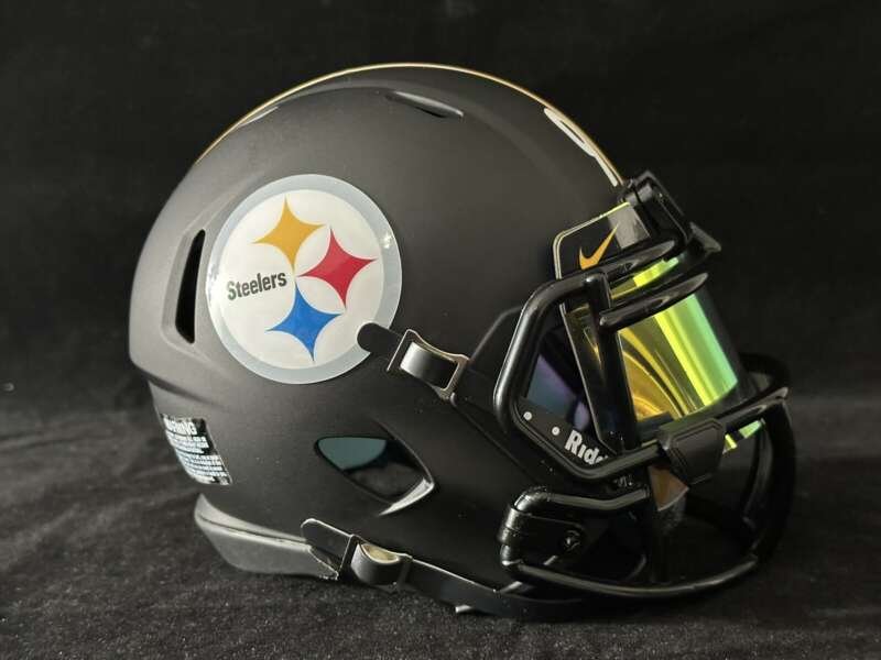 Pittsburgh Steelers Matte Blackout Mini Helmet With Numbers Kit🔥🔥🔥