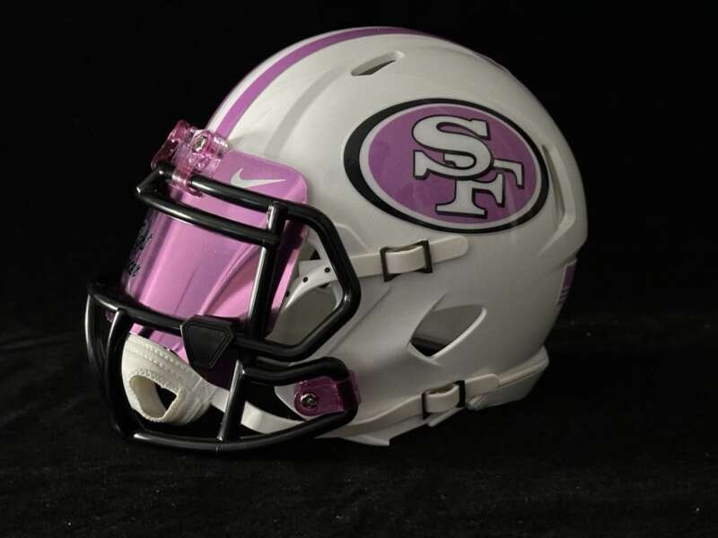 Forty Niners Breast Cancer Awareness Mini Helmet With Reflective Visor!