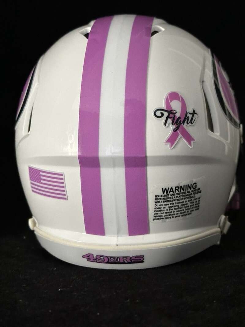 Forty Niners Breast Cancer Awareness Mini Helmet With Reflective Visor!