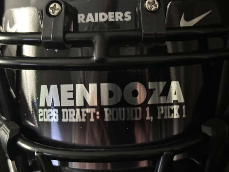 Fernando Mendoza Raiders Mini Helmet!