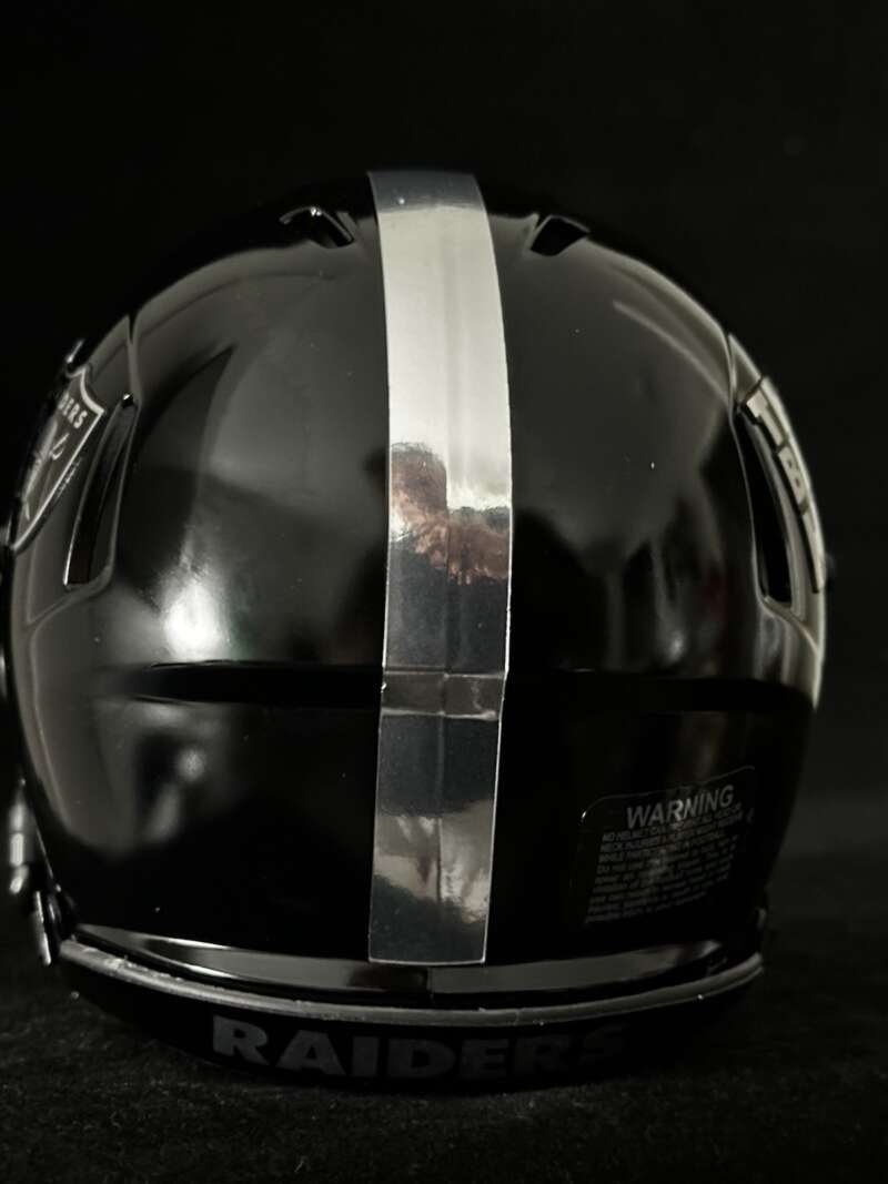 Las Vegas Raiders Black Hole Mini Helmet Glossy Black N Chrome!