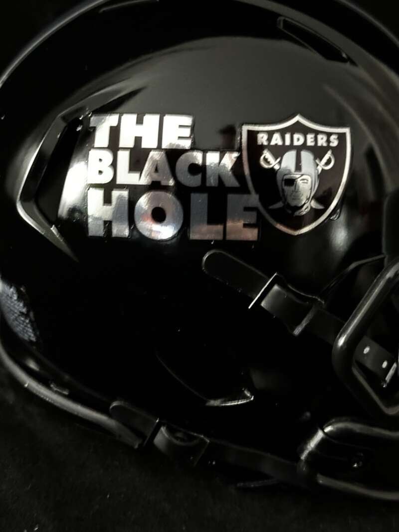 Las Vegas Raiders Black Hole Mini Helmet Glossy Black N Chrome!