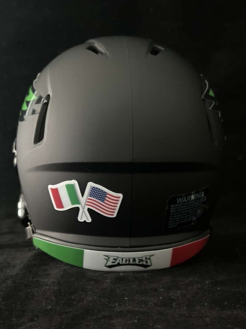 Philadelphia Eagles Italian American tribute Mini Football Helmet.