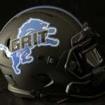 Detroit Lions GRIT Mini Helmet Matte Black With Reflective Visor