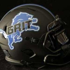 Detroit Lions GRIT Mini Helmet Matte Black With Reflective Visor