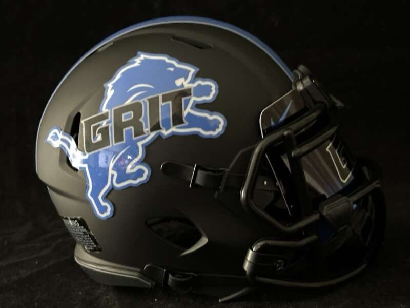 Detroit Lions GRIT Mini Helmet Matte Black With Reflective Visor